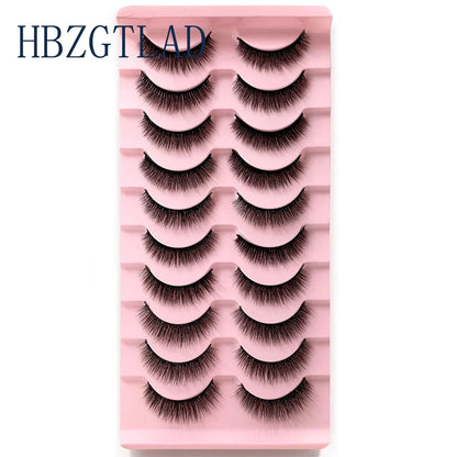 NEW 10pairs 100% Real Fake Mink Eyelashes 3D Natural False Eyelashes 3d Mink Lashes Soft Eyelash Extension Makeup Kit Cilios h13