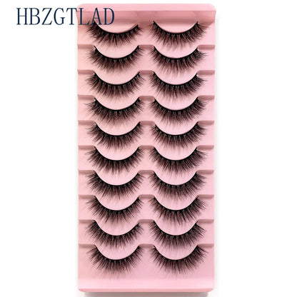 NEW 10pairs 100% Real Fake Mink Eyelashes 3D Natural False Eyelashes 3d Mink Lashes Soft Eyelash Extension Makeup Kit Cilios h13