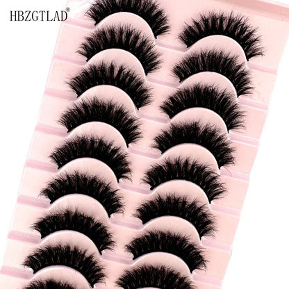 NEW 10pairs 100% Real Fake Mink Eyelashes 3D Natural False Eyelashes 3d Mink Lashes Soft Eyelash Extension Makeup Kit Cilios h13